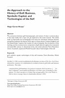 Research paper thumbnail of An Approach to the History of Golf: Business Practices, Technologies of the Self, and Symbolic Capital