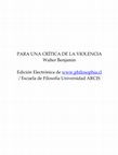 Research paper thumbnail of Walter Benjamin - Para una crítica de la violencia