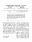 Research paper thumbnail of Algorithmic complexity for psychology: a user-friendly implementation of the coding theorem method