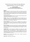 Research paper thumbnail of Critical Success Factors for Lean Six Sigma