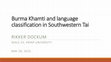 Research paper thumbnail of Tai Khamti of Burma and language classification in Southwestern Tai