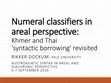 Research paper thumbnail of Numeral classifiers in areal perspective: Khmer and Thai 'syntactic borrowing' revisited