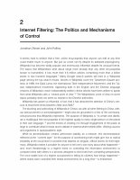 Research paper thumbnail of Internet filtering: The politics and mechanisms of control