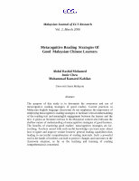 Research paper thumbnail of Metacognitive Reading Strategies Of Good Malaysian Chinese Learners