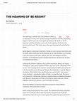 Research paper thumbnail of The Meaning of 'Be-Reishit'