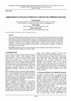 Research paper thumbnail of Applications of Access Control as a Service for software security