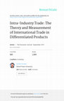 Research paper thumbnail of Intra-Industry Trade: The Theory and Measurement of International Trade in Differentiated Products.