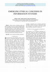Research paper thumbnail of EMERGING ETHICAL CONCERNS IN INFORMATION SYSTEMS