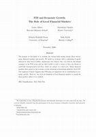 Research paper thumbnail of FDI and economic growth: the role of local financial markets