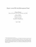 Research paper thumbnail of Export versus FDI with heterogeneous firms