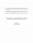 Research paper thumbnail of 'Health Psychology', or 'Psychology for health'? A history of psychologists' engagement with health in South Africa