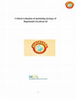 Research paper thumbnail of Critical Evaluation of Marketing Strategy of Rupchanda Soyabean Oil