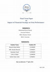 Research paper thumbnail of Final Term Paper on Impact of Financial Strategy on Firm Performance (Strategic Management)
