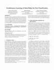 Research paper thumbnail of Evolutionary Learning of Meta-Rules for Text Classification