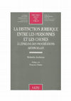 Research paper thumbnail of La distinction juridique entre les personnes et les choses à l'épreuve des procréations artificielles