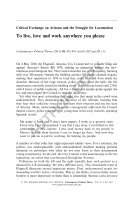 Research paper thumbnail of Critical Exchange on Arizona and the Struggle for Locomotion: To live, love and work where ever you please