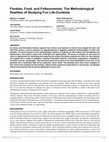 Research paper thumbnail of Fandom, Food, and Folksonomies: The Methodological Realities of Studying Fun Life-Contexts