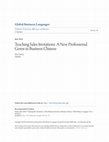 Research paper thumbnail of Teaching Sales Invitations: A New Professional Genre in Business Chinese