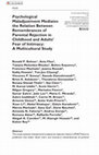 Research paper thumbnail of Psychological Maladjustment Mediates the Relation Between Remembrances of Parental Rejection in Childhood and Adults’ Fear of Intimacy: A multicultural study