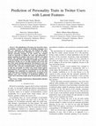 Research paper thumbnail of Prediction of Personality Traits in Twitter Users with Latent Features
