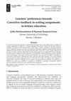 Research paper thumbnail of Learners' preferences towards corrective feedback in writing assignments in tertiary education