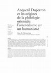 Research paper thumbnail of Guy G. Stroumsa, “Anquetil Duperron et les origines de la philologie orientale: l’orientalisme est un humanisme,” Asdiwal, vol. 13 (2018): 161-174