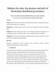 Research paper thumbnail of Markets for rules: the promise and peril of blockchain distributed governance