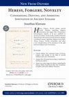 Research paper thumbnail of Now out: Heresy, Forgery, Novelty: Condemning, Denying, and Asserting Innovation in Ancient Judaism (Files Posted: TOC and Flyer with Discount Code)