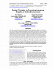 Research paper thumbnail of Interdisciplinary Journal of e-Skills and Lifelong Learning Design Principles for Promoting Intergroup Empathy in Online Environments