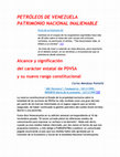 Research paper thumbnail of PETRÓLEOS DE VENEZUELA PATRIMONIO NACIONAL INALIENABLE