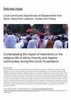 Research paper thumbnail of Contemplating the impact of restrictions on the religious life of ethnic minority and migrant communities during the Covid-19 pandemic