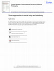 Research paper thumbnail of Three approaches to social unity and solidarity Tuğba Sevinç