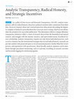 Research paper thumbnail of Analytic Transparency, Radical Honesty, and Strategic Incentives