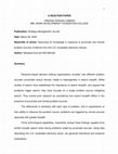 Research paper thumbnail of A REACTION PAPER FREDDIE RAAGAS CABERO MM, ASIAN DEVELOPMENT FOUNDATION COLLEGE Publication: Strategic Management Journal