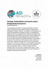 Research paper thumbnail of Heritage, Sustainability and Social Justice Postgraduate Symposium (Co-convenor), Deakin University, Melbourne, Australia
