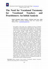 Research paper thumbnail of The Need for Vocational Taxonomy for Vocational Teachers and Practitioners: An Initial Analysis