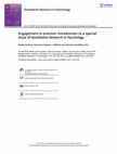 Research paper thumbnail of Engagement in practice: Introduction to a special issue of Qualitative Research in Psychology