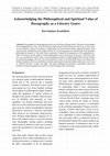 Research paper thumbnail of Acknowledging the Philosophical and Spiritual Value of Doxography as a Literary Genre