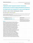 Research paper thumbnail of 'Capacity for what? Capacity for whom?' A decolonial deconstruction of research capacity development practices in the Global South and a proposal for a value-centred approach