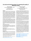 Research paper thumbnail of An end-to-end learning solution for assessing the quality of Wikipedia articles