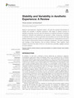 Research paper thumbnail of Stability and Variability in Aesthetic Experience: A Review