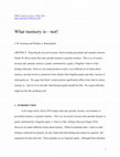 Research paper thumbnail of What Memory Is—Not! (2021)