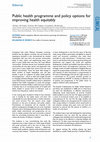 Research paper thumbnail of Editorial: Public health programme and policy options for improving health equitably