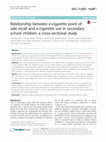 Research paper thumbnail of Relationship between e-cigarette point of sale recall and e-cigarette use in secondary school children: a cross-sectional study