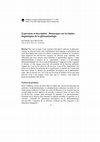 Research paper thumbnail of Expression et description : remarques sur les limites linguistiques de la phénoménologie