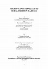 Research paper thumbnail of Microfinance approach to rural credit in haryana
