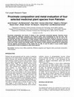 Research paper thumbnail of Proximate composition and metal evaluation of four selected medicinal plant species from Pakistan