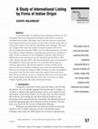 Research paper thumbnail of A Study of International Listing By Firms of Indian Origin