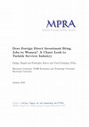 Research paper thumbnail of Doğrudan Yabancı Yatırımlar Kadın İstihdamını Artırır mı? Türkiye’de Hizmetler Sektörüne Yakından Bakış