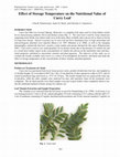 Research paper thumbnail of Effect of Storage Temperature on the Nutritional Value of Curry Leaf